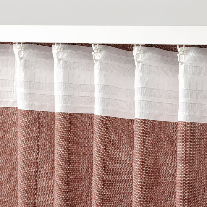 LENDA Curtains with tie-backs, 1 pair, brown-red, 140x250 cm