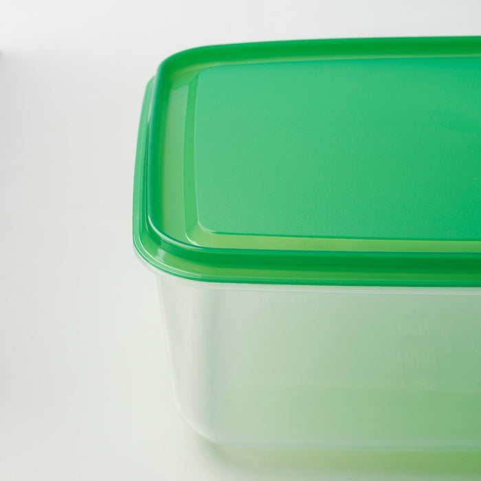 PRUTA Food container, transparent/green, 1.9 l