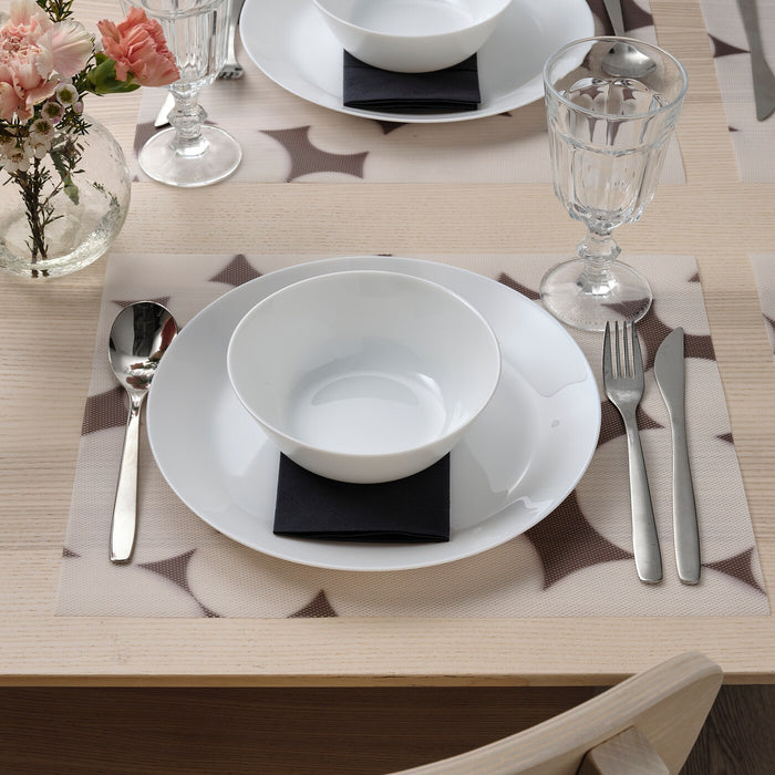 VARKLYNNE place mat, patterned black/white, 36x29 cm