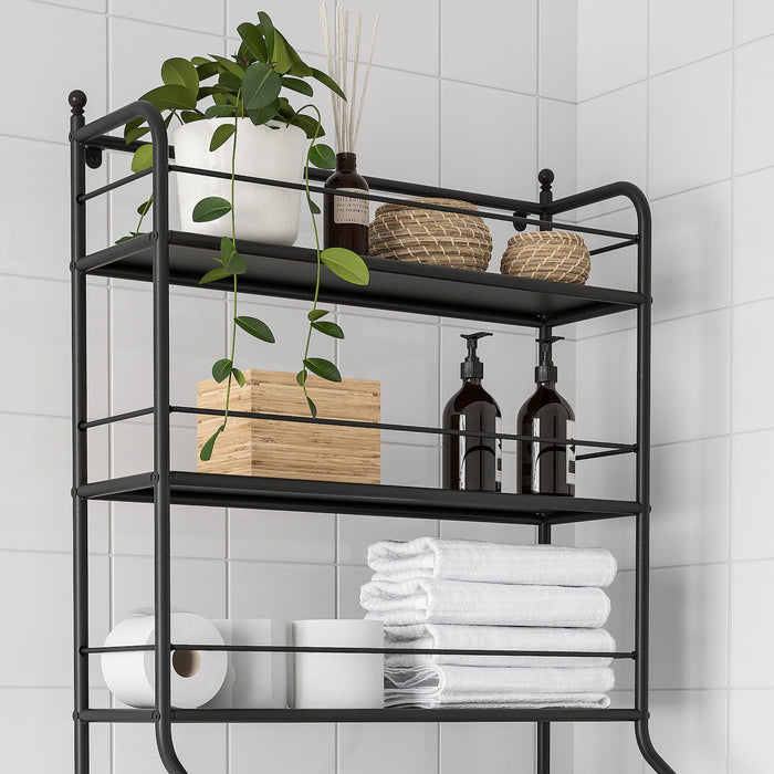 FROSJON over-the-toilet shelf, black, 65x156 cm