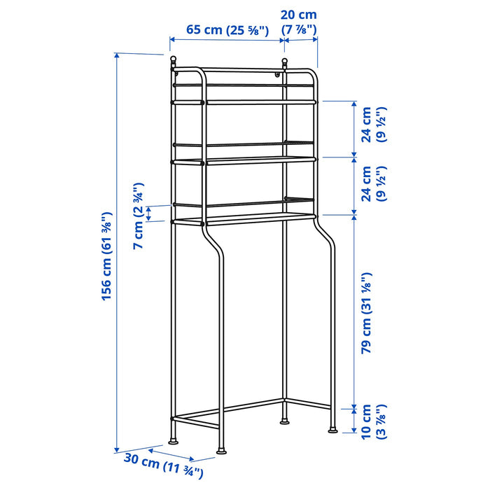 FROSJON over-the-toilet shelf, black, 65x156 cm