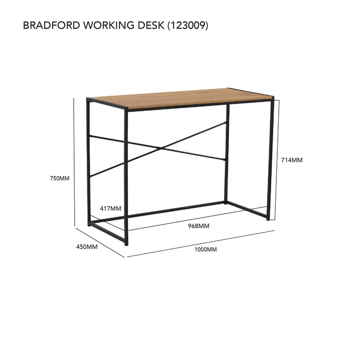 BRADFORD Working desk, black/brown, 100x45x75 cm, 123009