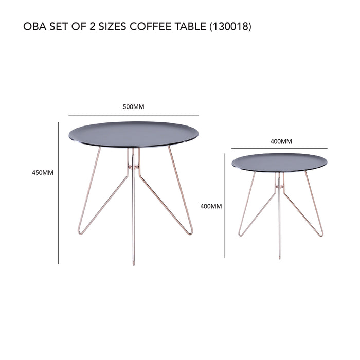 OBA Coffee table, Set of 2, Black/Copper, 130018