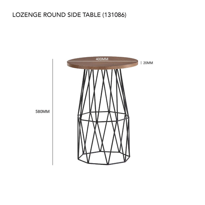 LOZENGE Side table, round, black/cocoa, 40cm, 131086