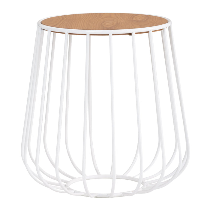 GABBIA Side table, round, white/natural, 40 cm, 131087