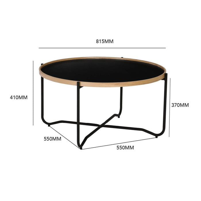 TANIX Coffee table big, Oak/Black, 81.5cm, 132010