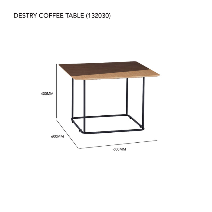 DESTRY Coffee table, Oak/Walnut/Matt black, 60x60x40 cm, 132030