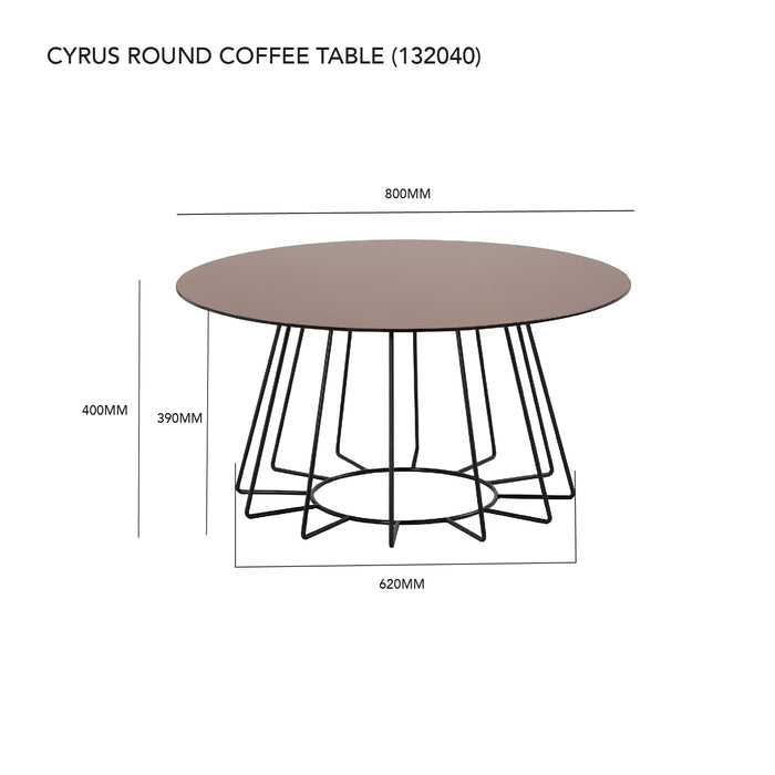 CYRUS Coffee table, Black/bronze, 80cm, 132040