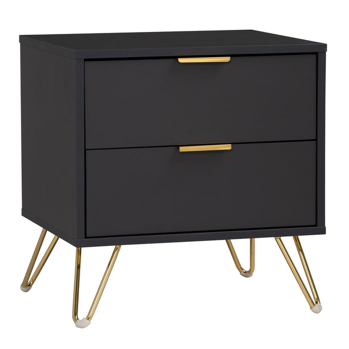 VOLOS Bedside table, black/gold, 48x40x50 cm, 151037