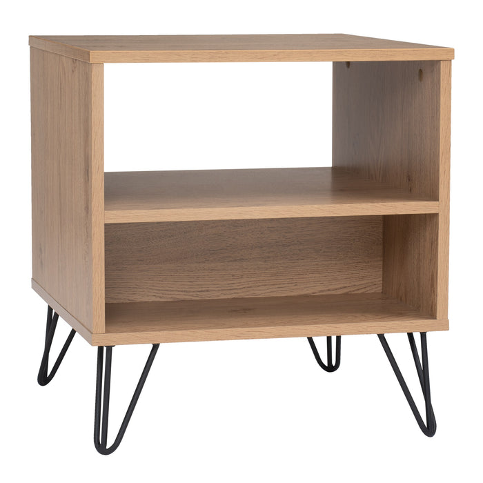 SAMOS Bedside table, black/oak, 48x48x51.4 cm, 151041