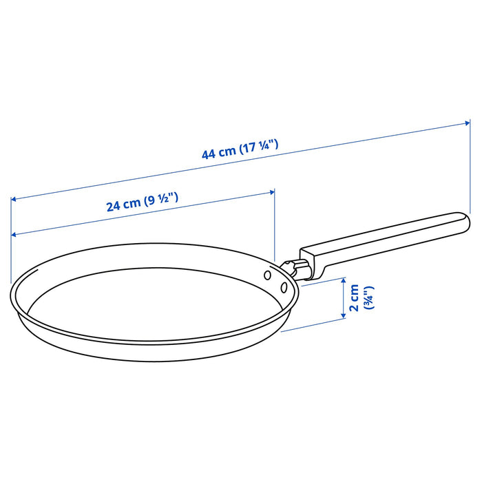 MIDDAGSMAT crepe-/pancake pan, non-stick coating/stainless steel, 24 cm