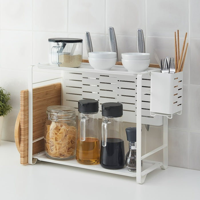 AVSTEG Kitchen countertop organiser, bamboo/white, 40x21 cm