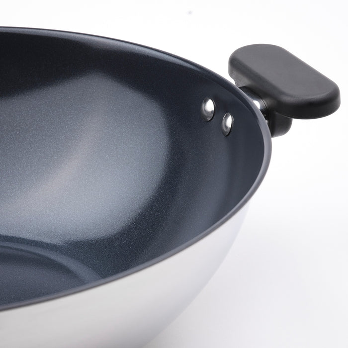 MIDDAGSMAT wok, non-stick coating/stainless steel, 32 cm