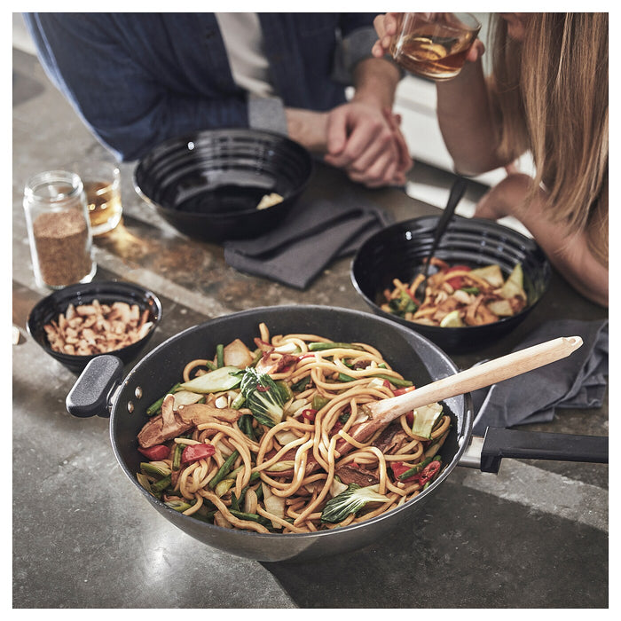 MIDDAGSMAT wok, non-stick coating/stainless steel, 32 cm