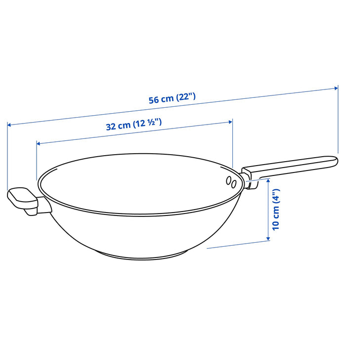 MIDDAGSMAT wok, non-stick coating/stainless steel, 32 cm