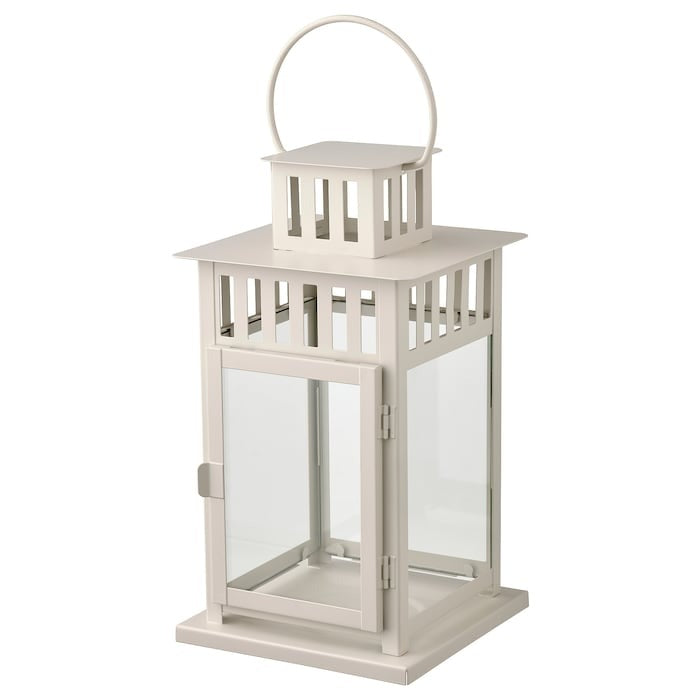 BORRBY Lantern for pillar candle, in/outdoor beige 28 cm