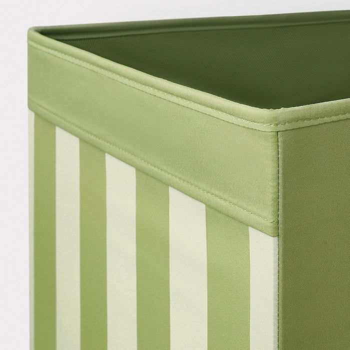 DRONA Box, patterned green/beige 33x38x33 cm