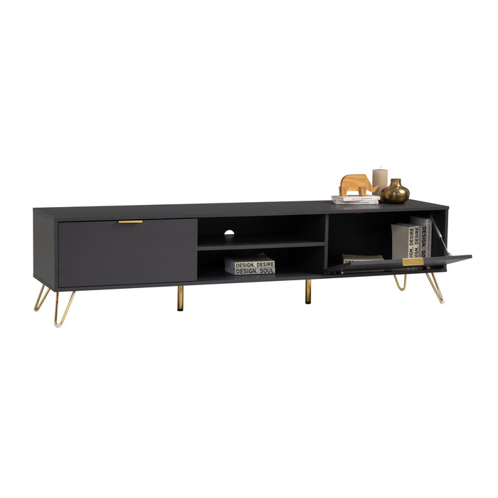 VOLOS TV bench, black/gold, 180x40x44.3 cm, 336046