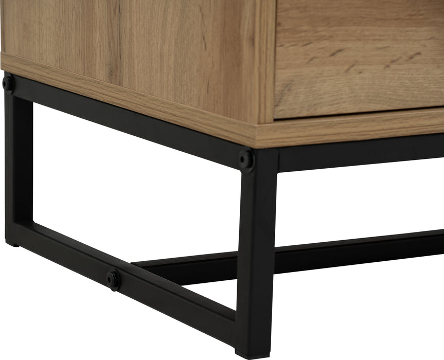 WALDO TV bench, black/wotan oak, 180.5x40.5x49 cm, 336070