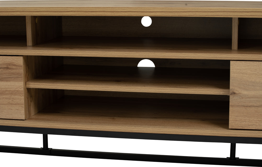 WALDO TV bench, black/wotan oak, 180.5x40.5x49 cm, 336070