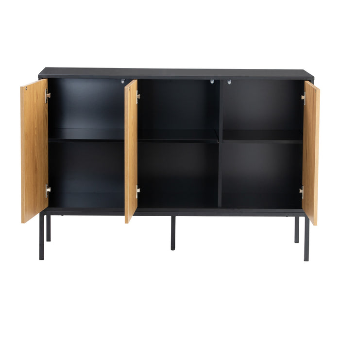 SLIGO Sideboard with 3 door, black/oak, 120x40x82 cm, 344009