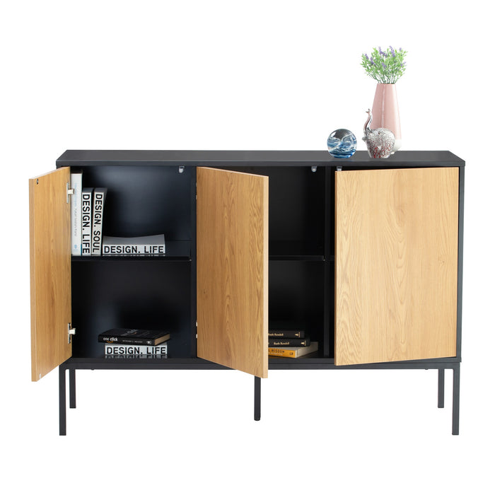 SLIGO Sideboard with 3 door, black/oak, 120x40x82 cm, 344009