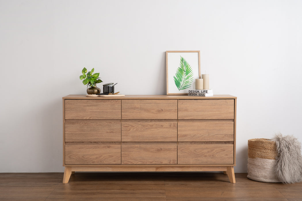 HIRADO Sideboard 9 drawers , natural, 150x40x75 cm, 345050