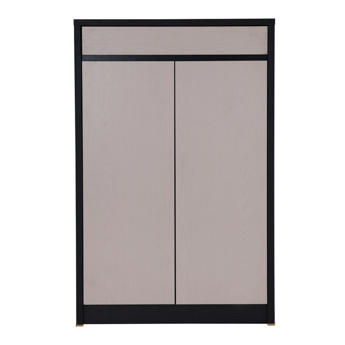 HABIB 2-door Shoe Cabinet, black/light grey, 79x35x122cm, 372023