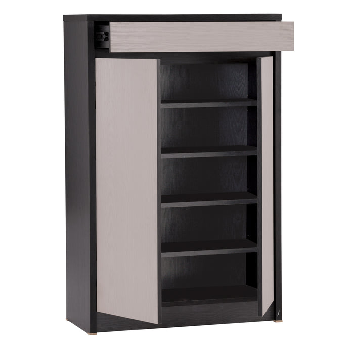 HABIB 2-door Shoe Cabinet, black/light grey, 79x35x122cm, 372023