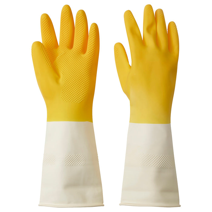 RINNIG cleaning gloves, bright yellow/off-white, S