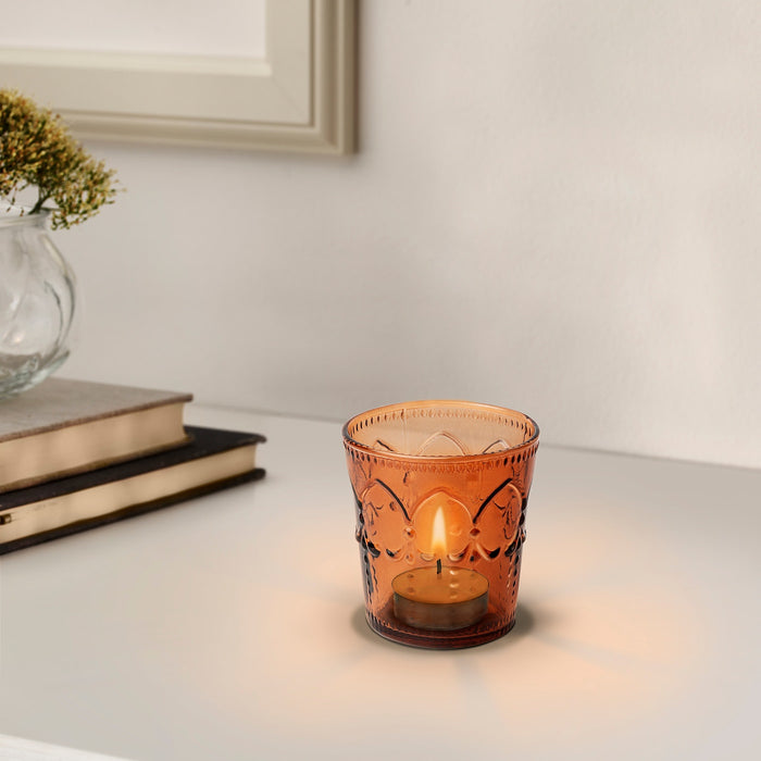 GOKVALLA tealight holder, orange, 8 cm