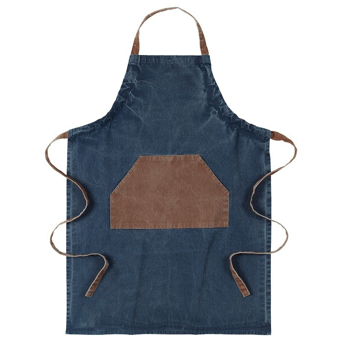 GRILLTIDER apron, blue/brown, 69x92 cm