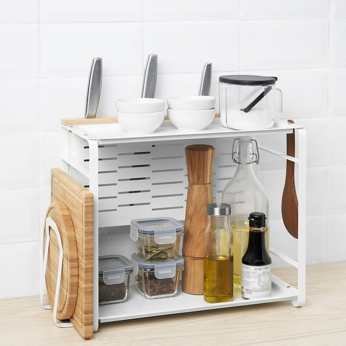 AVSTEG Kitchen countertop organiser, bamboo/white, 40x21 cm