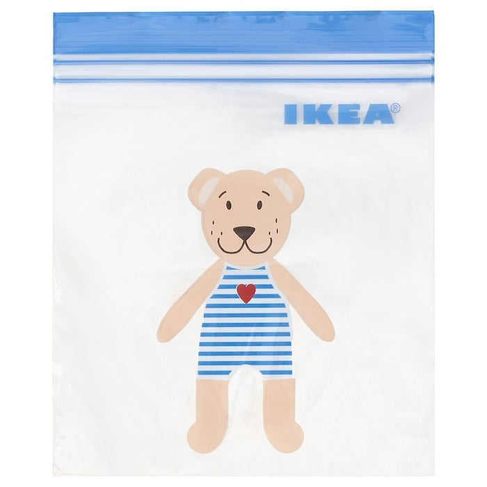 ISTAD Resealable bag, bear/blue 1 l