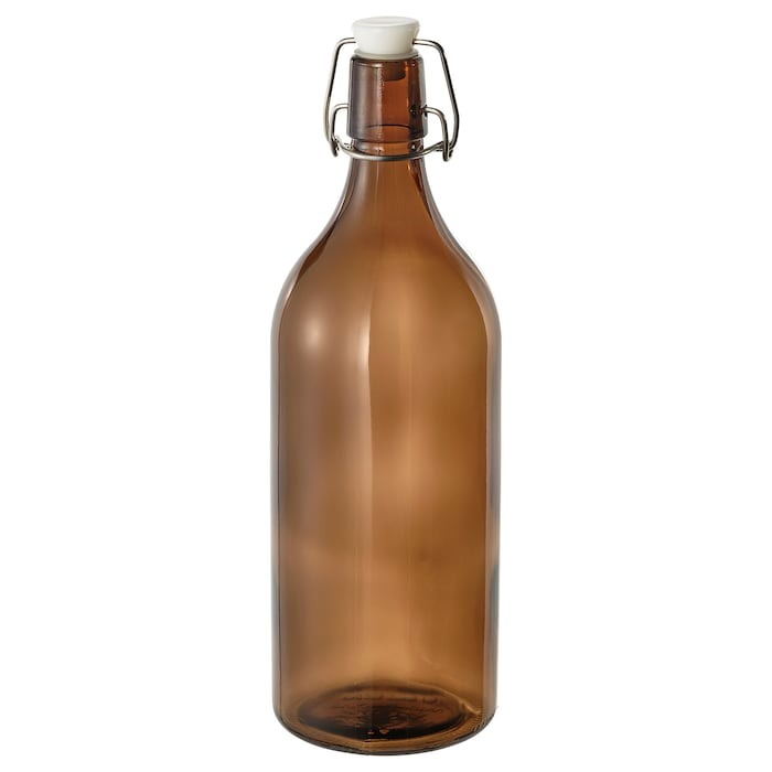 KORKEN bottle with stopper, brown 1 L