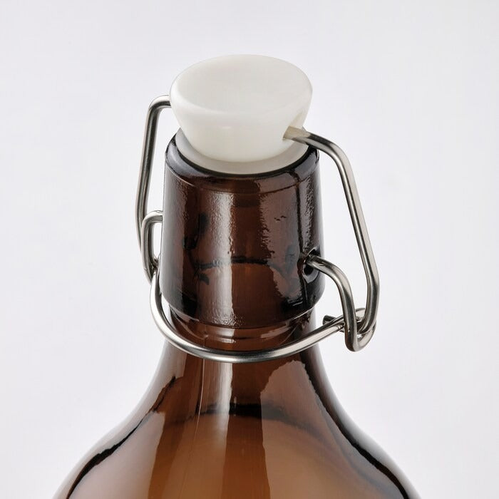 KORKEN bottle with stopper, brown 1 L