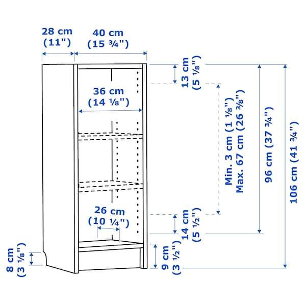 BILLY bookcase 40x28x106 cm white