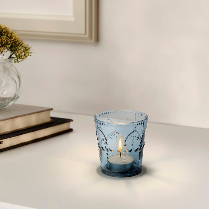 GOKVALLA tealight holder, blue, 8 cm