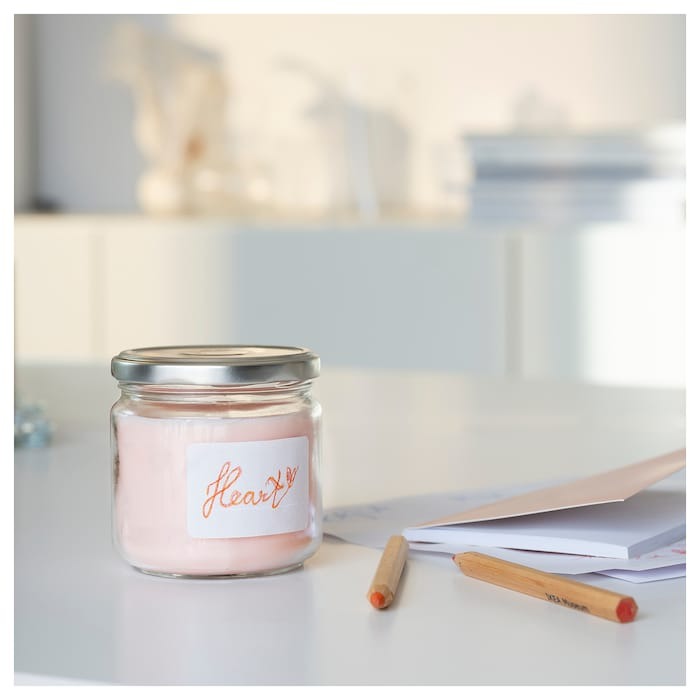 ADELSYREN Scented candle in glass with lid, grapefruit & rose/pale pink, 40 hr