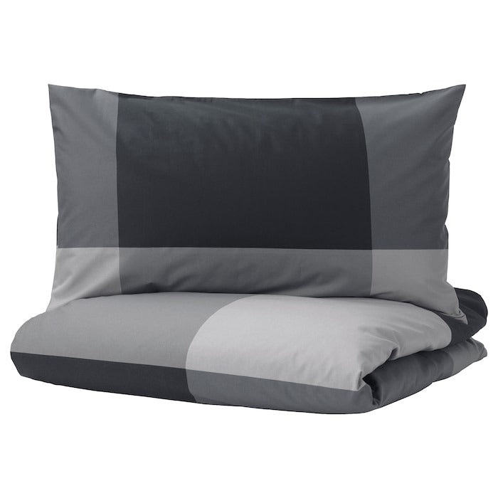 BRUNKRISSLA Duvet cover and 2 pillowcase, black 200x200/50x80 cm