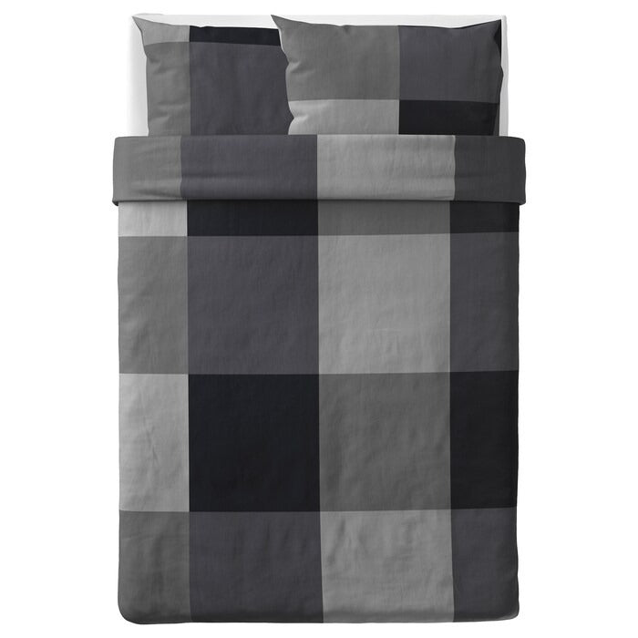 BRUNKRISSLA Duvet cover and 2 pillowcase, black 200x200/50x80 cm