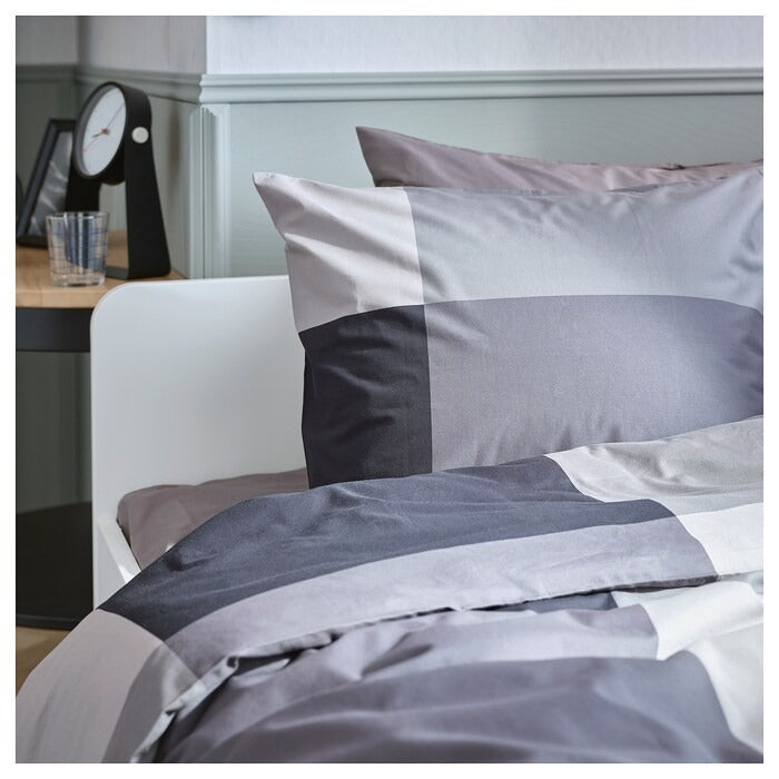 BRUNKRISSLA Duvet cover and 2 pillowcase, black 200x200/50x80 cm