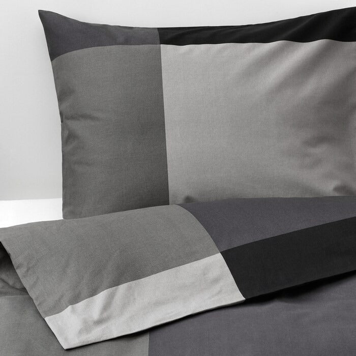 BRUNKRISSLA Duvet cover and 2 pillowcase, black 200x200/50x80 cm