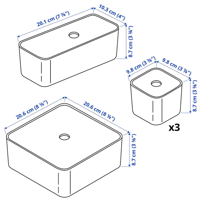 VISSLAAN box with lid, set of 5, grey