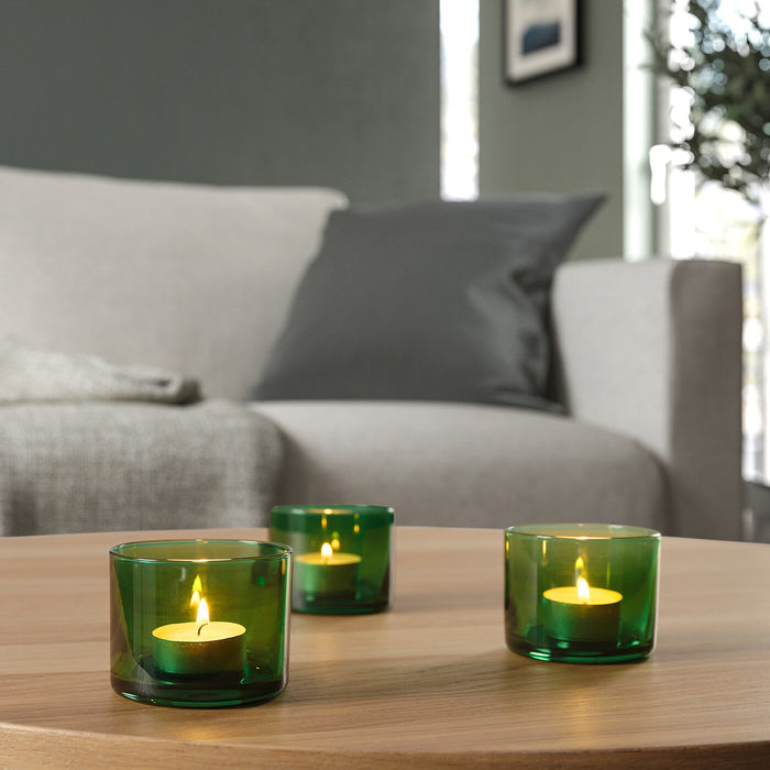 BUSKBJORK candle holder, dark green, 6 cm