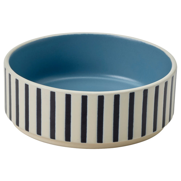 UTSADD pet bowl, stripe pattern black-blue/grey-blue, 11 cm