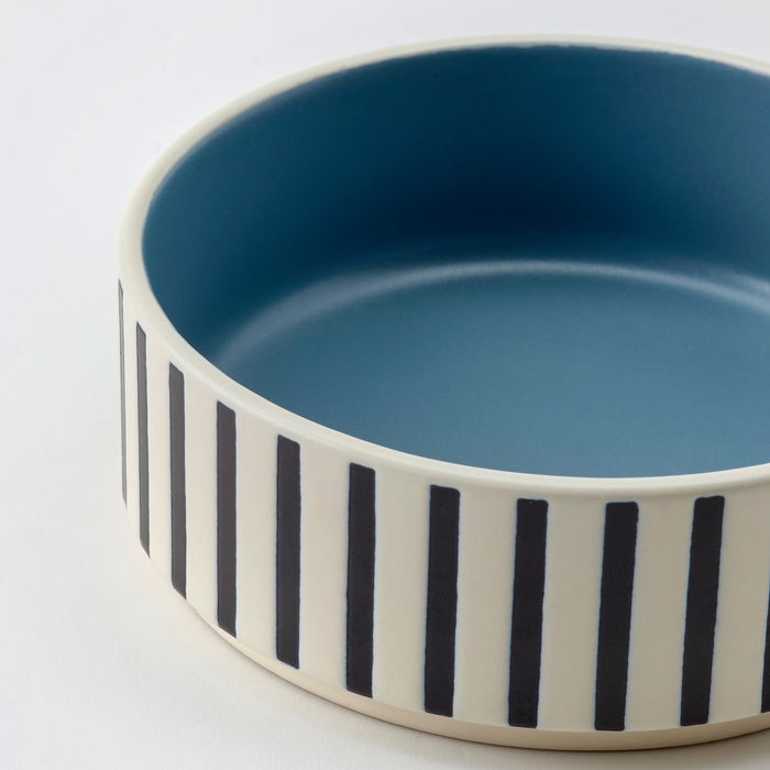 UTSADD pet bowl, stripe pattern black-blue/grey-blue, 11 cm