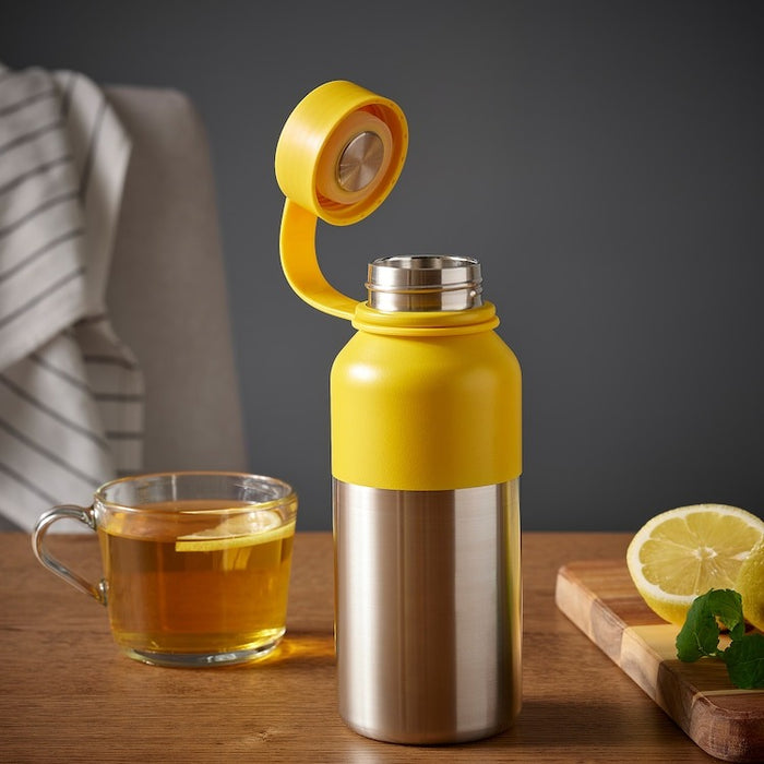 HETLEVRAD Insulated flask, stainless steel / yellow 0.5 l