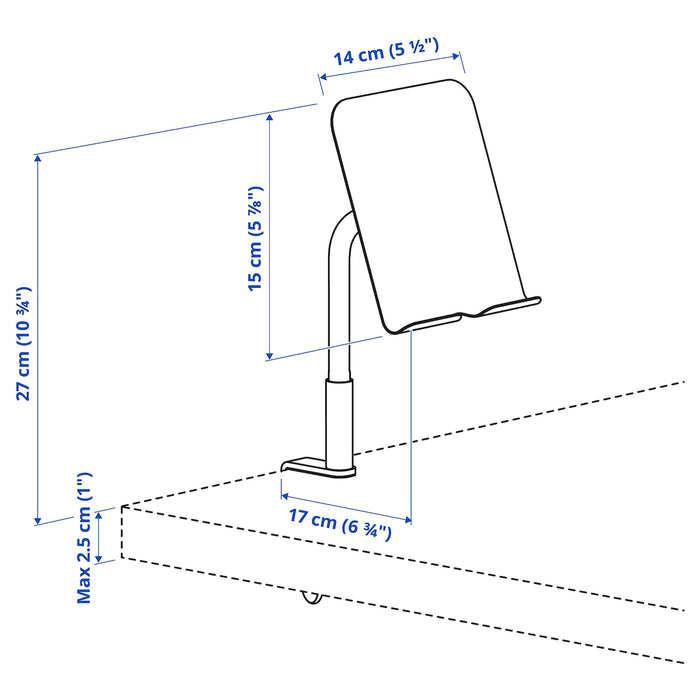 RELATERA Phone/tablet holder, with clamp/light grey-green