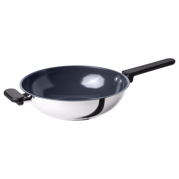 MIDDAGSMAT wok, non-stick coating/stainless steel, 28 cm